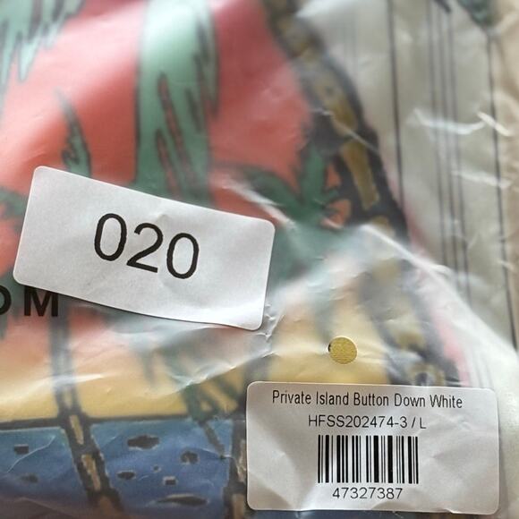 Homme + Femme Private Island Button Down White Large HFSS202474-3 - Picture 11 of 11